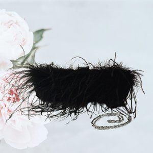 Vintage Black Silk Evening Bag with Chain